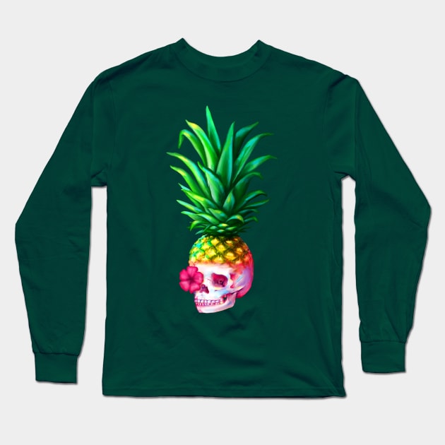 Pineapple Skull Long Sleeve T-Shirt by Lyara Costa